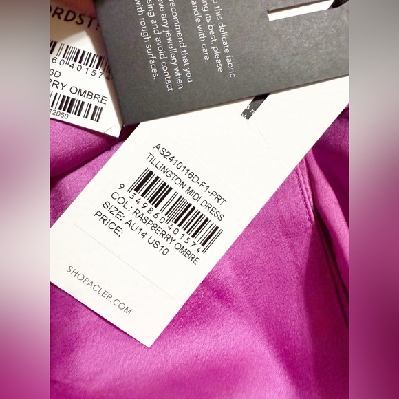 NWT Acler Tillington Pleated Ombré Purple Pink Asymmetrical Long Sleeve Maxi - Picture 12 of 14